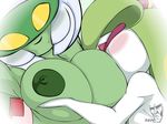  2017 animated areola armpits big_breasts breast_suck breasts duo empty_eyes eyes_closed female female/female flora_fauna green_nipples hand_on_breast humanoid nintendo nipples plant pok&eacute;mon roserade smile squish sucking tsareena video_games zenminch 