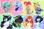  amethystdust anthro breasts clothed clothing collar dragon equine fan_character featureless_breasts feral fish group hair horn looking_at_viewer mammal marine my_little_pony nude pegasus shark smile winged_unicorn wings 
