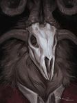  2017 anthro baphometall black_background caprine fur goat grey_fur headshot horn mammal simple_background skull solo 