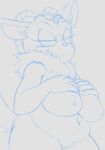  anthro archie_comics blush breasts jammiez mammal mobian_(species) nipples nude overweight pussy rodent simple_background slightly_chubby solo sonic_(series) thunderbolt_the_chinchilla tuft white_background 
