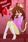  artist_request brown_hair cat chocolate furry long_hair red_eyes socks valentine_day 
