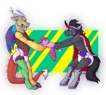  anthro black_fur black_hair carnival-tricks clothing crying diaper discord_(mlp) draconequus duo equine friendship_is_magic fur hair horn king_sombra_(mlp) male mammal my_little_pony pinkie_pie_(mlp) plushie tears unicorn wings 