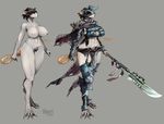  2017 abs anthro armor big_breasts black_hair breasts claws clothed clothing female hair halbread invalid_tag kiguri mammal melee_weapon model_sheet navel nipples nude polearm pubes pussy rat red_eyes rodent skimpy solo spear torn_clothing unconvincing_armor warrior weapon 