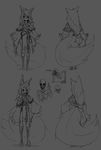 2015 animal_humanoid animated_skeleton big_tail bone canine clothed clothing female fluffy fluffy_tail fox fox_humanoid fully_clothed grey_background hair huge_tail humanoid inner_ear_fluff japanese_clothing long_hair long_sleeves looking_at_viewer mammal model_sheet simple_background skeleton sketch slit_pupils smile spooky standing sub-res suzu_(sub-res) undead v_sign 