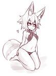  &lt;3 2016 animal_humanoid armpits big_butt bikini breasts butt canine clothed clothing feet female fox fox_humanoid hair hand_on_butt humanoid inner_ear_fluff kneeling looking_at_viewer mammal monochrome navel partially_clothed short_hair simple_background sketch skimpy slim slit_pupils small_breasts smile solo sub-res swimsuit white_background wide_hips 