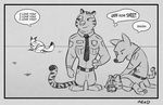  anthro canine clothed clothing comic dialogue dipstick_ears dipstick_tail disney feline female fox group hug judy_hopps lagomorph male mammal mistermead monochrome multicolored_tail nick_wilde officer_fangmeyer police_uniform rabbit speech_bubble text tiger uniform wolf wolford zootopia 
