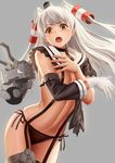  amatsukaze_(kantai_collection) black_panties blush breasts brown_eyes choker covering covering_breasts cowboy_shot crossed_arms dress embarrassed eyebrows_visible_through_hair garter_straps gloves grey_background hair_tubes highres kantai_collection lifebuoy long_hair looking_at_viewer md5_mismatch navel open_mouth panties rensouhou-kun sailor_collar side-tie_panties silver_hair simple_background single_glove small_breasts solo thighhighs torn_clothes torn_dress two_side_up underwear white_gloves windsock yamaneko_(tkdrumsco) 