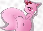  anthro bow butt cat eyelashes feline female fur garnet_(jewelpet) garnetjewelpet_(artist) jewelpet looking_at_viewer mammal mooning pink_eyes pink_fur pose sanrio seductive shadow simple_background smile tongue white_background 