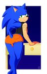  clothing cutoffs denim_shorts girly green_eyes jammiez looking_at_viewer male mobian_(species) shorts solo sonic_(series) sonic_the_hedgehog tattoo 