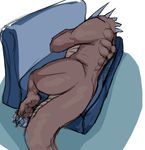  2017 3_toes angels_with_scaly_wings brown_scales bryce_(awsw) claws dragon feral horn lying male nude scales scalie sleeping sofa solo toes unknown_artist video_games 