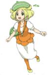  1girl bel_(pokemon) blonde_hair breasts commentary_request creatures_(company) decilitre dress game_freak green_eyes hat medium_hair nintendo open_mouth pantyhose pokemon pokemon_(game) pokemon_bw solo 