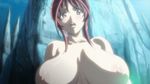  1girl animated animated_gif blush bouncing_breasts breasts erect_nipples huge_breasts large_breasts nipples oribe_mafuyu outdoors red_hair seikon_no_qwaser solo topless 