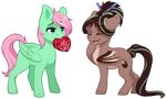  bat_pony blue_eyes brown_hair cutie_mark duo equine eyelashes eyes_closed fan_character feathered_wings feathers feral green_feathers hair hooves mammal my_little_pony pegasus pink_hair silentwulv smile standing wings 