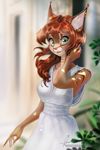  anthro aomori clothed clothing ear_piercing feline female fur hair looking_at_viewer mammal piercing smile solo standing 