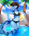  amethystdust anthro bikini clothed clothing crocodile crocodilian female looking_at_viewer outside reptile scalie smile solo standing swimsuit 