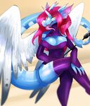  amethystdust anthro clothed clothing dragon female hair horn looking_at_viewer riding_crop solo tongue tongue_out whip wings 