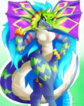  amethystdust anthro breasts dragon featureless_breasts female horn looking_at_viewer nude solo wide_hips wings 