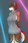  anthro big_breasts breasts canine clothed clothing dafka female fur hair mammal smile solo standing virgin_killer_sweater wide_hips 