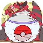  belly big_belly diaper ham hand_on_stomach hyper hyper_belly krookodile meat nintendo open_mouth pok&eacute;mon solo soul-silver-dragon video_games 