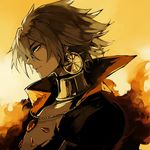  blue_eyes earrings fate/apocrypha fate_(series) jewelry karna_(fate) male_focus pale_skin profile solo upper_body zmore 