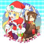  aile blonde_hair bodysuit breasts brown_hair gloves long_hair medium_breasts multiple_girls prairie rockman rockman_zx rockman_zx_advent shigehiro_(hiroi_heya) spandex tail 