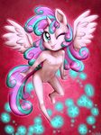 2017 absurd_res anthro anthrofied equine flurry_heart_(mlp) friendship_is_magic hi_res horn looking_at_viewer mammal my_little_pony navel nipples nude one_eye_closed pussy smile solo tongue tongue_out winged_unicorn wings 