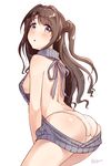  :o artist_name ass back backless_dress backless_outfit bangs bare_back bare_shoulders blush breasts brown_eyes brown_hair cowboy_shot drawstring dress eyebrows_visible_through_hair from_behind gradient gradient_eyes grey_dress grey_sweater hair_intakes half_updo halterneck highres idolmaster idolmaster_cinderella_girls leaning_forward long_hair looking_at_viewer looking_back md5_mismatch medium_breasts meme_attire multicolored multicolored_eyes no_bra one_side_up open_mouth panties purple_eyes ribbed_sweater shimamura_uzuki shirosaba sideboob simple_background sleeveless sleeveless_turtleneck solo sweater sweater_dress turtleneck turtleneck_sweater underwear virgin_killer_sweater white_background white_panties 