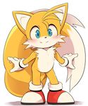  bangs blue_eyes blush canine chest_tuft dagasi fluffy fluffy_tail fox fur mammal miles_prower multi_tail simple_background sonic_(series) tuft white_background white_fur yellow_fur 