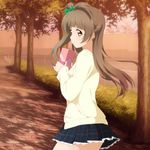  blush brown_eyes brown_hair dress long_hair love_live!_school_idol_project minami_kotori side_ponytail valentines 