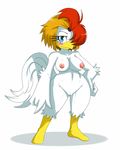  anthro areola avian bird blush breasts chicken digital_media_(artwork) eto_rangers female hi_res nipples nude pussy simple_background solo sssonic2 standing tart white_background 