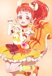  blush cure_custard dress happy kirakira_precure_a_la_mode long_hair magical_girl orange_eyes orange_hair ponytail tail 