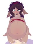  belly big_belly breasts brown_hair cum cum_inflation cum_inside excessive_cum hair inflation open_mouth the-fun-p0lice 