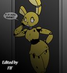  animatronic anthro breasts crossgender doorway english_text female fif five_nights_at_freddy&#039;s five_nights_at_freddy&#039;s_3 frown hand_on_hip lagomorph looking_at_viewer machine mammal mizumew rabbit robot solo springtrap_(fnaf) text video_games 