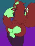  2017 anthro balls big_butt bottomless butt canine clothed clothing digital_media_(artwork) elbow_gloves eyewear fox fur glasses gloves glowing glowing_eyes hair legwear living_tail looking_at_viewer lucille_(tail) male mammal pose presenting rear_view redgreenfluffball simple_background smile solo zach_snowfox 