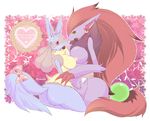  2girls breasts chocolate chocolate_heart furry green_eyes lucario multiple_girls pokemon red_eyes ryoboshi_runa valentine_day zoroark 