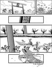  animal_ears boat cat_ears comic empty_eyes extra_ears flower from_side greyscale highres kaenbyou_rin long_hair monochrome multiple_girls nekomata niiko_(gonnzou) onozuka_komachi pointy_ears river sound_effects to_be_continued touhou translation_request two_side_up watercraft 
