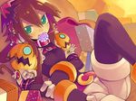  aile bodysuit brown_hair gloves green_eyes halloween rockman rockman_zx shigehiro_(hiroi_heya) short_hair solo spandex 