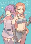  2girls character_request cleavage dragon_quest dragon_quest_heroes gloves multiple_girls necklace orange_hair purple_eyes purple_hair slime tsukasa_(merrymore) yellow_eyes 