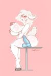  2017 anthro areola bantar2 big_breasts big_butt blush breasts butt caprine digital_media_(artwork) dildo female fur hair huge_breasts mammal mature_female mother nipples nude open_mouth parent penetration pussy sex_toy sheep simple_background solo thick_thighs toy white_fur 