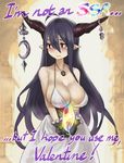  antenna_hair bandaged_arm bandages bare_shoulders black_gloves black_hair blush breasts cleavage crescent crystal danua draph dress english eu03 fingerless_gloves gloves granblue_fantasy hair_between_eyes highres horn_ornament horns jewelry large_breasts long_hair necklace pointy_ears red_eyes solo tears valentine white_dress 