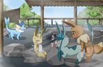  detailed_background eevee eeveelution female feral glaceon koorinezumi leafeon male male/female nintendo pok&eacute;mon vapereon video_games 