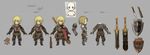  artist_request blonde_hair concept_art dagger marcus_stern multiple_views project_phoenix shield sketch sword turnaround variations weapon weapon_bag 