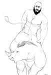  all_fours anal bald black_and_white cathricorn duo humanoid male male/male mammal monochrome nipples nude open_mouth orc rhinoceros simple_background white_background 