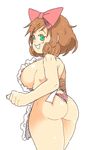  1girl ass breasts brown_hair green_eyes haruka_(senran_kagura) large_breasts looking_back senran_kagura sideboob smile solo tagme 