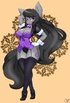  2017 anthro anthrofied black_hair blush breasts cleavage clothed clothing equine female footwear friendship_is_magic hair high_heels horse legwear long_hair mammal my_little_pony octavia_(mlp) panties pony purple_eyes shoes solo stockings underwear zzvinniezz 
