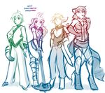  2017 armor basitin canine cape clothed clothing feline female flora_(twokinds) fully_clothed fur group hair human keidran keith_keiser male mammal melee_weapon natani rwby simple_background sketch sword tiger tom_fischbach trace_legacy twokinds weapon webcomic wolf 