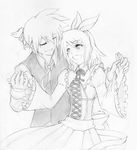  2010 blush clothing female kagamine_len kagamine_rin male sketch smile vocaloid wargreymon43 