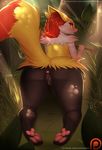  2017 anthro anus blush braixen butt doomthewolf female hi_res looking_at_viewer looking_back nintendo open_mouth outside patreon pok&eacute;mon pok&eacute;morph pussy rear_view solo video_games 