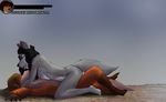  after_sex alfred_(umpherio) anthro breasts canine clothing cowgirl_position defeat duo female fox frederika_(nintendarkland) health_bar loincloth lying male male/female mammal on_top sex simple_background spent umpherio wolf 