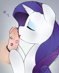  balls bestiality equine eyes_closed feral friendship_is_magic fur hair horn human human_on_feral interspecies kissing lipstick makeup mammal my_little_pony oouichi oral penis purple_hair rarity_(mlp) unicorn white_fur 
